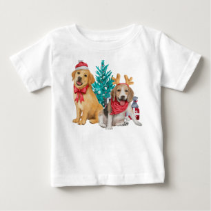 T-shirt Pour Bébé Chiens mignons souhaitant Joyeux Noël