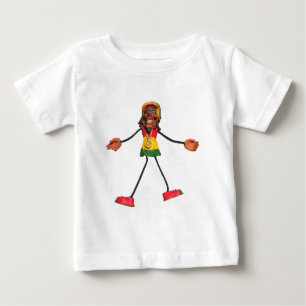 T-shirt Pour Bébé Chiffre de bâton de Rasta avec le signe de paix