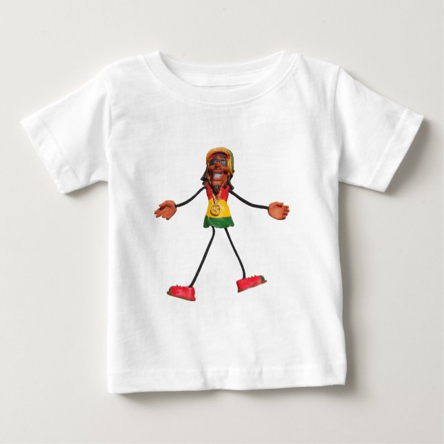 T-shirt Pour Bébé Chiffre de bâton de Rasta avec le signe de paix (Devant)