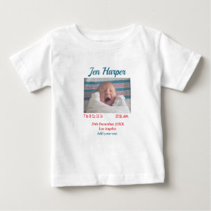 T-shirt Pour Bébé Chiffres de naissance bébé ajouter nom lieu date d