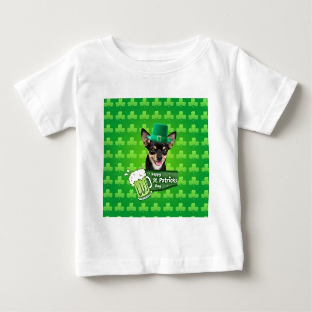 T-shirt Pour Bébé Chihuahua Chien Chiot Chiot St. Patrick's Day Clov (Devant)