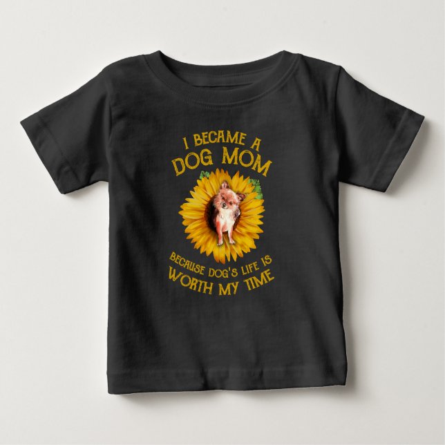 T-shirt Pour Bébé Chihuahua Sunflower Dog Maman Dog Lover Saying (Devant)