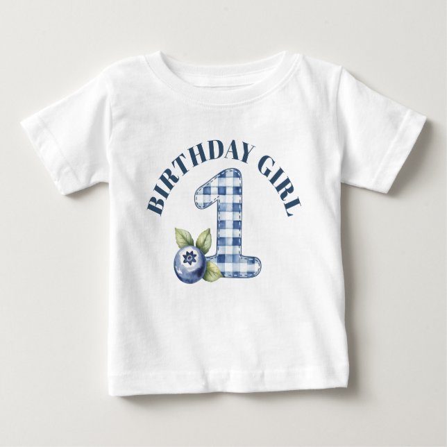 T-shirt Pour Bébé Child's Blueberry Berry First Birthday (Devant)