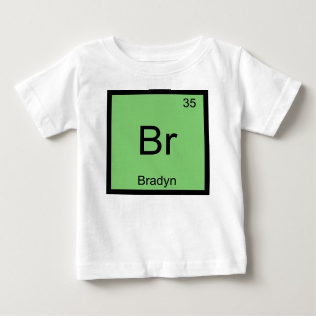 T-shirt Pour Bébé Chimie du nom de Bradyn Élément Tableau périodique (Devant)