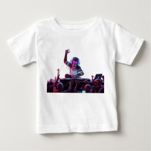 T-shirt Pour Bébé Chimpanzé DJ mixant de la musique à un Pa néon fut