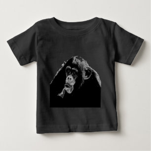 T-shirt Pour Bébé Chimpanzé noir blanc