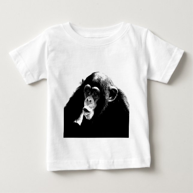 T-shirt Pour Bébé Chimpanzé noir blanc (Devant)