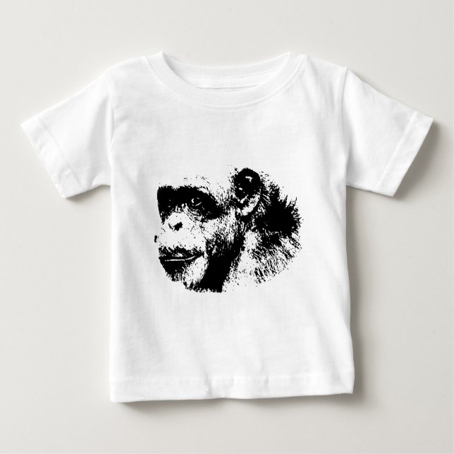 T-shirt Pour Bébé Chimpanzé noir et blanc (Devant)