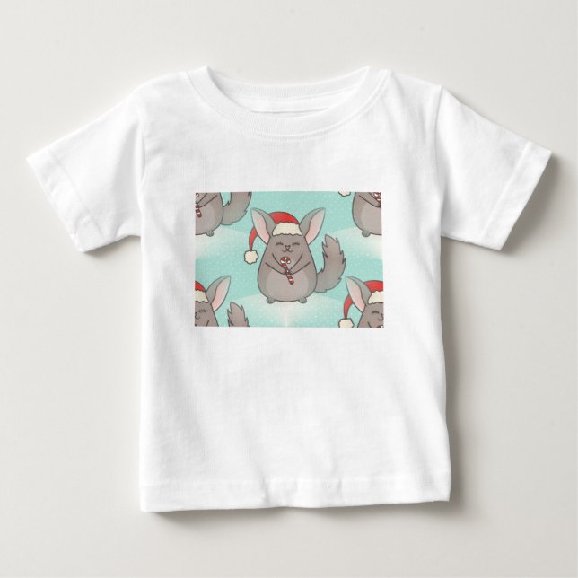 T-shirt Pour Bébé chinchillas de noël (Devant)