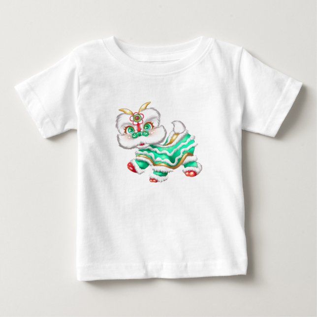 T-shirt Pour Bébé Chinois Nouvel An Dragon Bébé Vert (Devant)