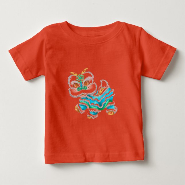 T-shirt Pour Bébé Chinois Nouvel An Dragon Bleu bébé (Devant)