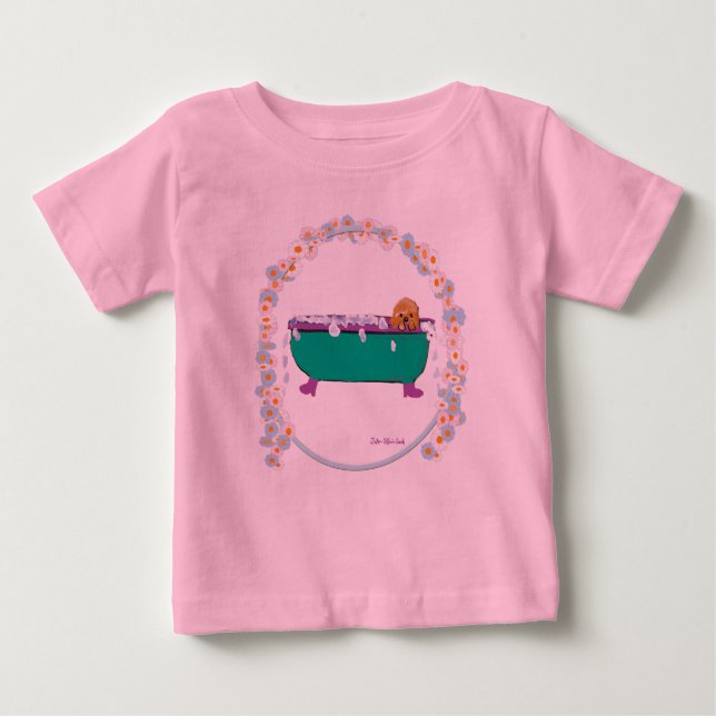 T-shirt Pour Bébé Chiot Dans Un Bain À Remous (Devant)