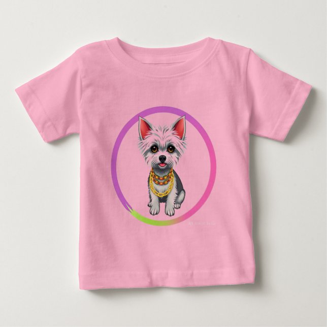 T-shirt Pour Bébé Chiot de dessin animé adorable (Devant)