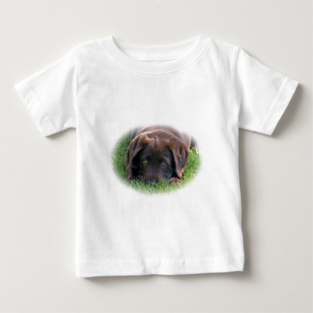 T-shirt Pour Bébé Chiot de laboratoire de chocolat (Devant)