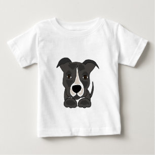 T-shirt Pour Bébé Chiot gris mignon de Pitbull