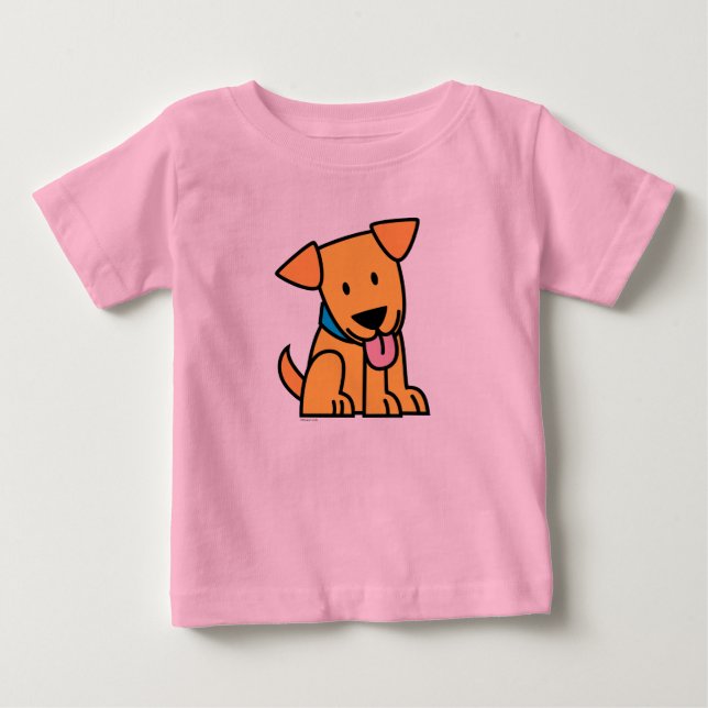 T-shirt Pour Bébé chiot Labrador Retriever assis doré mignon (Devant)