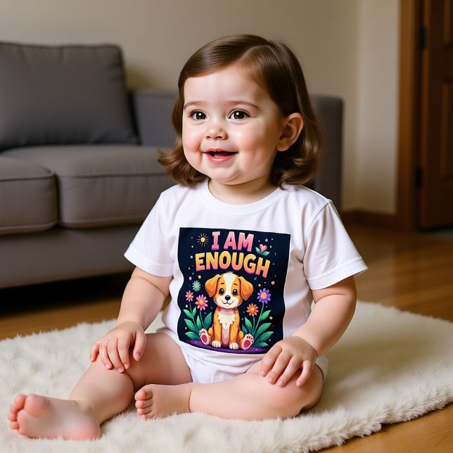 T-shirt Pour Bébé Chiot mignon dans un jardin (Créateur téléchargé)