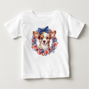T-shirt Pour Bébé Chiot patriotique 4 juillet fête de l'indépendance