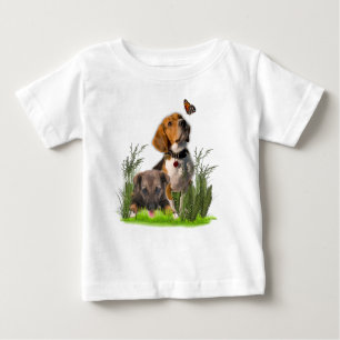 T-shirt Pour Bébé Chiots beagles et papillons