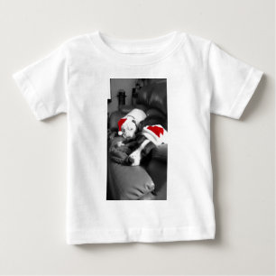 T-shirt Pour Bébé chiots pitbulles de Noël endormis adorable père No