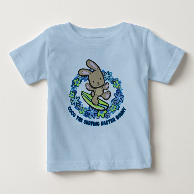 T-shirt Pour Bébé Chocolat Surf Tee - shirts de lapin de Pâques (Devant)