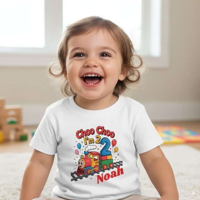 T-shirt Pour Bébé Choo Choo J'ai 2 ans ! Anniversaire du train perso (Créateur téléchargé)