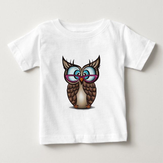 T-shirt Pour Bébé Chouette aux grands yeux (Devant)