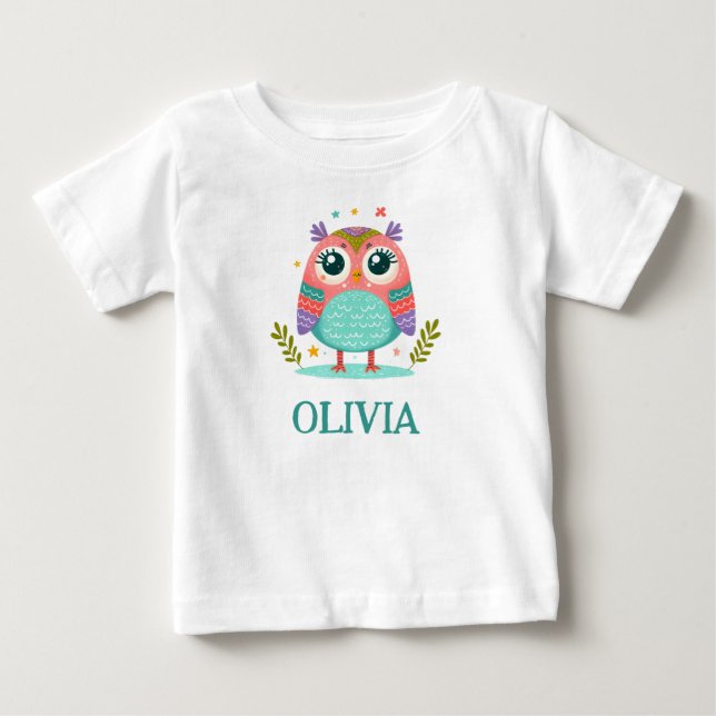 T-shirt Pour Bébé Chouette bébé fantaisiste aux couleurs vives (Devant)