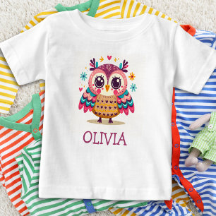 T-shirt Pour Bébé Chouette bébé fantaisiste aux couleurs vives