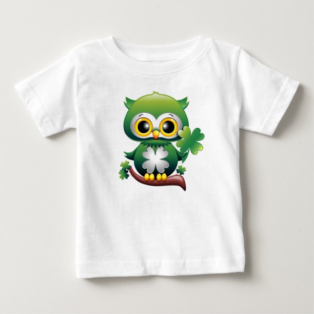 T-shirt Pour Bébé Chouette bébé mignonne St Patrick dessin animé (Devant)