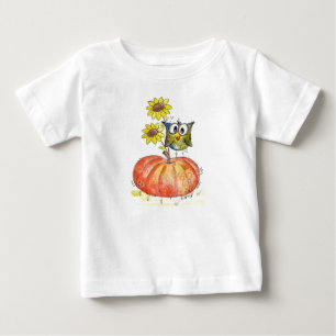 T-shirt Pour Bébé Chouette blanche mignonne sur Citrouille