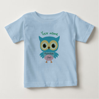 T-shirt Pour Bébé Chouette bleue adorable personnalisée
