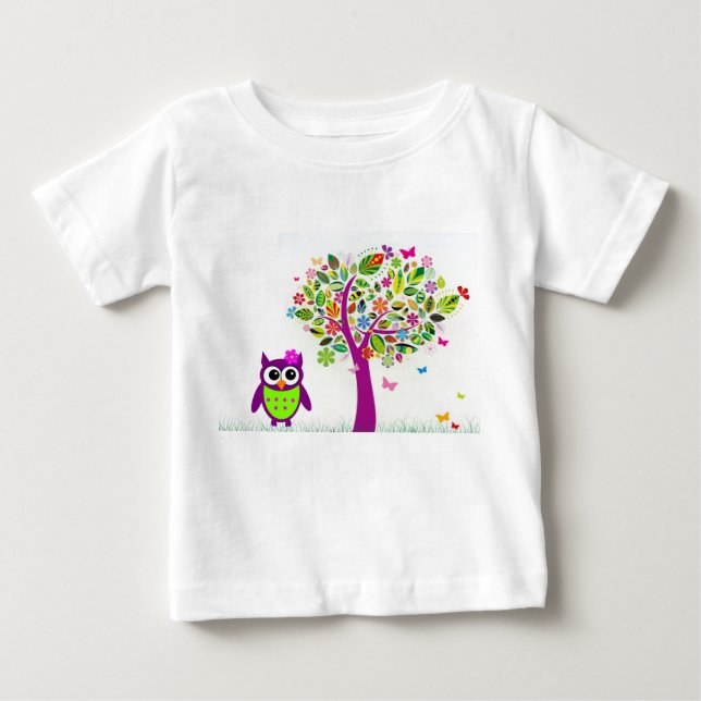 T-shirt Pour Bébé Chouette branchée (Devant)