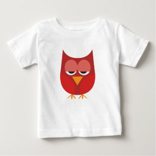 T-shirt Pour Bébé Chouette Cartoon Rouge Et Jaune