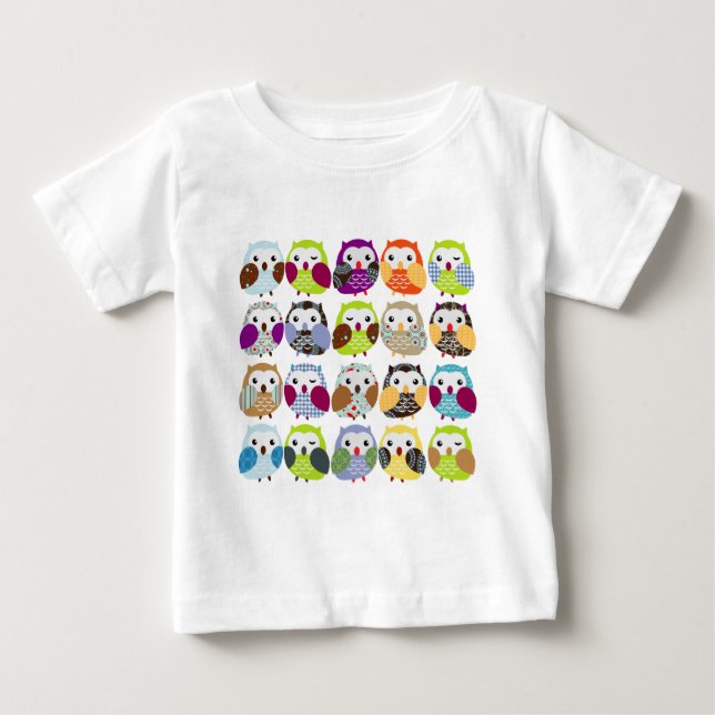 T-shirt Pour Bébé Chouette colorée Motif (Devant)