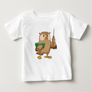 T-shirt Pour Bébé Chouette comme enseignant avec livre et pointeur