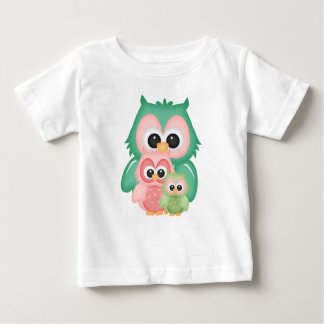 T-shirt Pour Bébé Chouette coupée Branche Monnaie rose Oiseaux verts