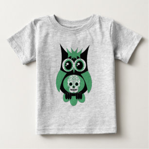 T-shirt Pour Bébé Chouette crâne verte à sucre