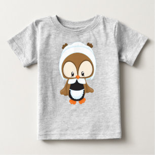 T-shirt Pour Bébé Chouette d'action de grâces, Chouette Brown, Bonne