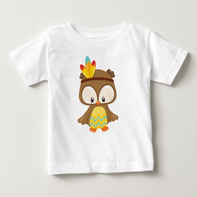 T-shirt Pour Bébé Chouette d'action de grâces, Chouette Brown, Choue (Devant)