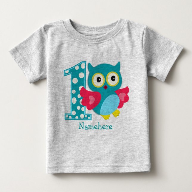 T-shirt pour bébé Chouette d'anniversaire customis (Devant)