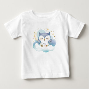 T-shirt Pour Bébé Chouette de bébé mignonne sur la lune -