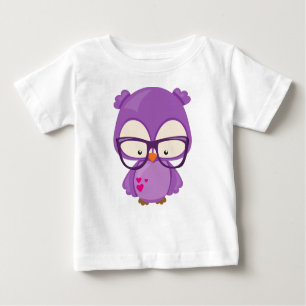 T-shirt Pour Bébé Chouette de la Saint-Valentin, Chouette pourpre, L