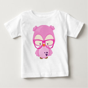 T-shirt Pour Bébé Chouette de la Saint-Valentin, Chouette rose, Lune