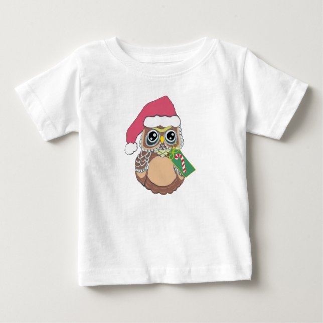 T-shirt Pour Bébé Chouette de Noël (Devant)