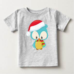 T-shirt Pour Bébé Chouette de Noël, Chouette mignonne, Chapeau de No