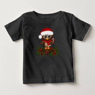 T-shirt Pour Bébé Chouette de Noël mignonne sur la branche de pin Ba