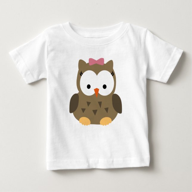 T-shirt Pour Bébé Chouette fille mignonne avec cabot rose (Devant)