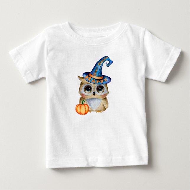 T-shirt Pour Bébé Chouette Halloween (Devant)