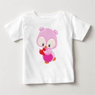 T-shirt Pour Bébé Chouette mignonne, Petite Chouette, Coeurs, Chouet